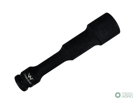 Nasadka udarowa 1/2", sześciokątna slim przelotowa ze stali CrMo 24mm długość 150 mm, stosowane w mechanice do kluczy udarowych Nasadka udarowa 1/2", sześciokątna slim przelotowa ze stali CrMo 24mm długość 150 mm, stosowane w mechanice do kluczy udarowych
