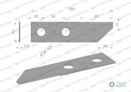 Nóż obrotowy rozdrabniacz słomy sieczkarnia 200x50x2.5mm otwór 20 zastosowanie HF40150 134830N Massey Ferguson WARYŃSKI ( sprze