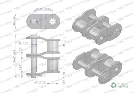 Półogniwo łańcucha prosta płytka P12B-2 (R2 3/4) Waryński ( sprzedawane po 10 )