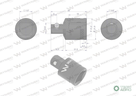 Redukcja 1/2" -3/8". 25mm, Waryński Redukcja 1/2" -3/8". 25mm, Waryński