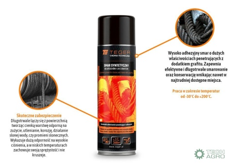 Smar syntetyczny do łańcuchów i lin z grafitem, 500ml, Teger