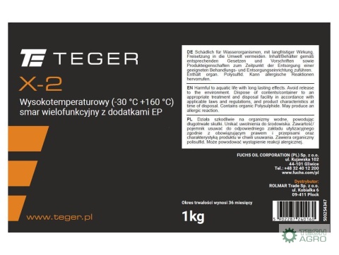 Smar wielofunkcyjny wysokotemperaturowy z dodatkami EP TEGER X-2, opakowanie 1kg