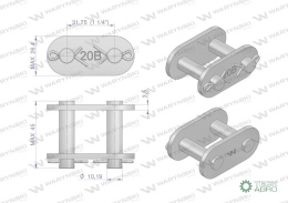 Zamek łańcucha prosta płytka Z20B-1 (R1 1.1/4) Waryński ( sprzedawane po 5 )