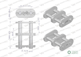 Zamek łańcucha prosta płytka Z20B-2 (R2 1.1/4) Waryński ( sprzedawane po 5 )