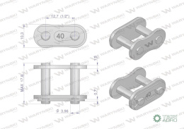 Zamek łańcucha wzmocnionego Z08A-1 ANSI A 40 (R1 1/2) Waryński ( sprzedawane po 10 )