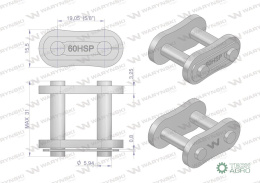Zamek łańcucha wzmocnionego Z60SP (R1 3/4) Waryński ( sprzedawane po 5 )
