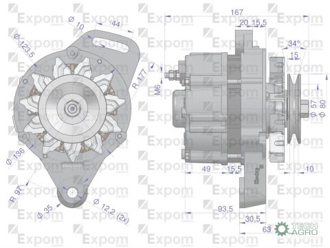 Alternator A124F 14V 44A URSUS 912-1614 MF 235 EXPOM KWIDZYN eu