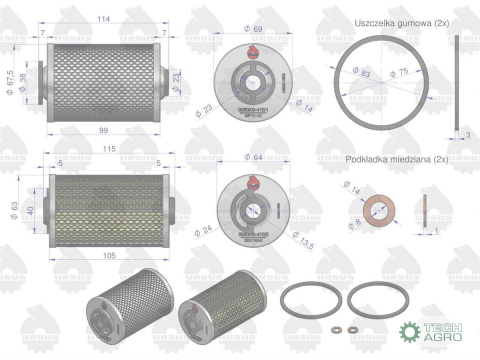 Komplet wkładów filtra paliwa KWP010X C-330/360/385 ORYGINAŁ URSUS, Komplet wkładów filtra paliwa KWP010X C-330/360/385 ORYGINAŁ URSUS,