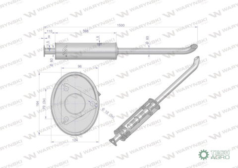 Tłumik 1500mm 7kg ZETOR INOX WARYŃSKI