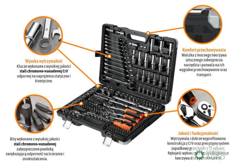 Zestaw kluczy nasadowych 220 szt / TEGER