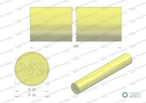 Amortyzator poliuretanowy walec 30x190 WARYŃSKI ( sprzedawane po 4 )