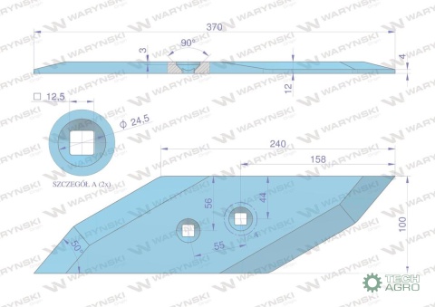 Dłuto nakładka lemiesza prawa zastosowanie Lemken Pług stal borowa WARYŃSKI