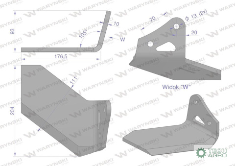Lemieszyk, boczny prawy, zastosowanie Kongskilde Delta Flex, Waryński
