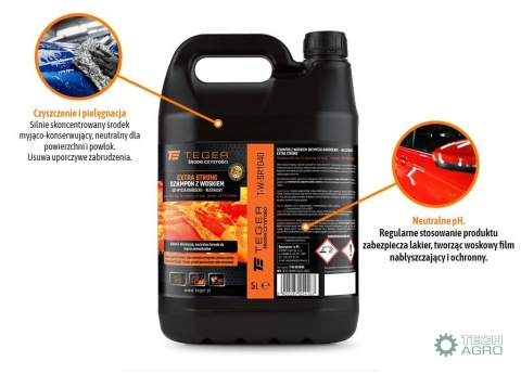 Szampon z woskiem do mycia karoserii -neutralny - EXTRA STRONG, 5l - koncentrat, TEGER