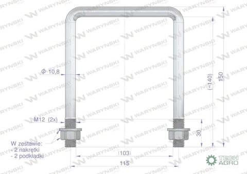Jarzmo, Cybant, M12 103x140,1717000010/U, Waryński