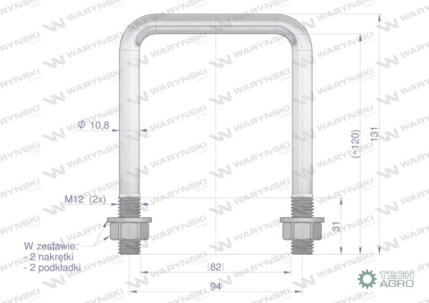 Jarzmo, Cybant, M12 82X120,2553361110/U, Waryński