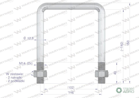 Jarzmo, Cybant, M14 102x140, Waryński