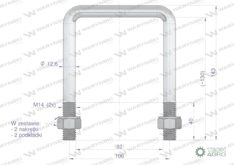 Jarzmo, Cybant, M14 92x130, Waryński