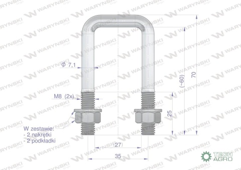 Jarzmo, Cybant, M8 27x60, 1655004550/U,Waryński