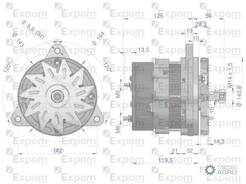 Alternator 14V. 55A. MF-4 3510000.A133-55A EXPOM KWIDZYN eu Alternator 14V. 55A. MF-4 3510000.A133-55A EXPOM KWIDZYN eu