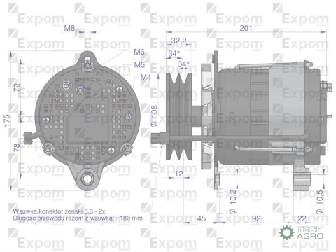 Alternator MTZ 80A z przewodem EXPOMKWIDZYN eu Alternator MTZ 80A z przewodem EXPOMKWIDZYN eu