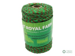Plecionka, do elektryzatora 2,5mm,3x0,20mm SS zielono-pomarańczowa 200m, Royal Farm