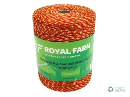Plecionka, do elektryzatora 2mm,3x0,16mm SS żółto-pomarańczowa 500m, Royal Farm