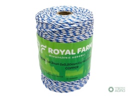 Plecionka, do elektryzatora 3mm,2x0,20mm Cu, 4x0,20mm SS biało-niebieska 200m, Royal Farm