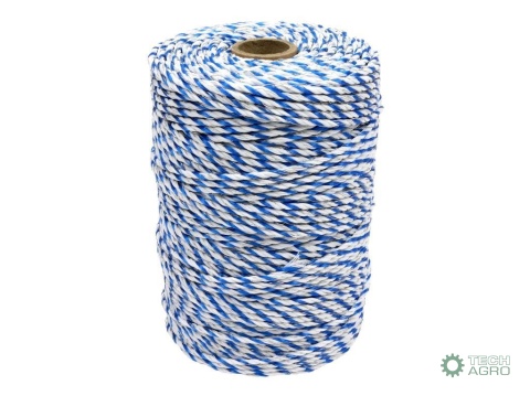 Plecionka, do elektryzatora 3mm,2x0,20mm Cu, 4x0,20mm SS biało-niebieska 200m, Royal Farm