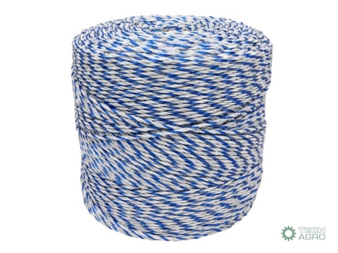 Plecionka, do elektryzatora 3mm,2x0,20mm Cu, 4x0,20mm SS biało-niebieska 500m, Royal Farm