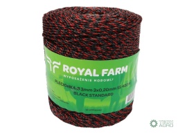 Plecionka, do elektryzatora 3mm,3x0,20mm SS czarno-pomarańczowa 400m, Royal Farm