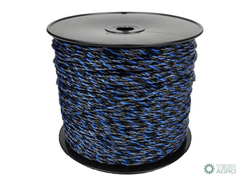 Plecionka, do elektryzatora 3mm,3x0,50mm SS czarno-niebieska 400m, Royal Farm Plecionka, do elektryzatora 3mm,3x0,50mm SS czarno-niebieska 400m, Royal Farm