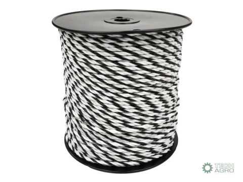 Plecionka, do elektryzatora 5mm,6x0,20mm SS biało-czarna 200m, Royal Farm Plecionka, do elektryzatora 5mm,6x0,20mm SS biało-czarna 200m, Royal Farm