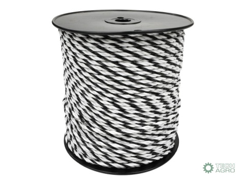 Plecionka, do elektryzatora 5mm, SS3x0,20mm SS biało-czarna 200m, Royal Farm Plecionka, do elektryzatora 5mm, SS3x0,20mm SS biało-czarna 200m, Royal Farm