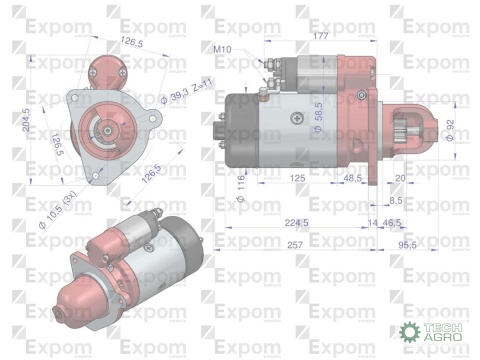 Rozrusznik R10A 300851ER. EX151000 24V4.8 kW regenerowany Bizon Expom eu