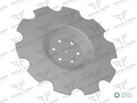 Talerz, uzębiony Z-10 fi 510 mocowanie6/120 grubość 3.5 mm przetłoczony stal borowa , Royal Farm