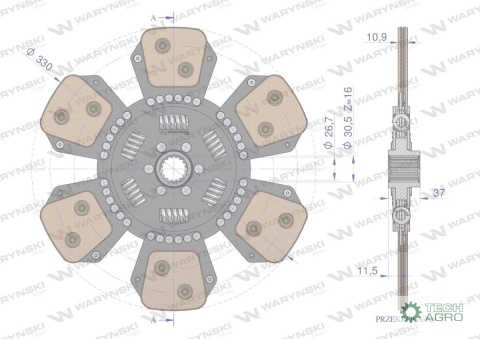 Tarcza sprzęgła ceramiczna Renault7700061792 WARYŃSKI Tarcza sprzęgła ceramiczna Renault7700061792 WARYŃSKI