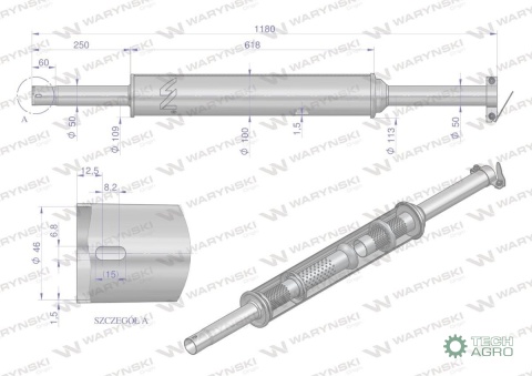 Tłumik okrągły długi 5.5kg 1180mm C-360(prosty) INOX WARYŃSKI Tłumik okrągły długi 5.5kg 1180mm C-360(prosty) INOX WARYŃSKI