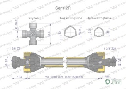 Wał przegubowo-teleskopowy 1010-1580mm270Nm widłak Z21 skręcany na śrubę 40270 CE 2020 seria 2R WARYŃSKI