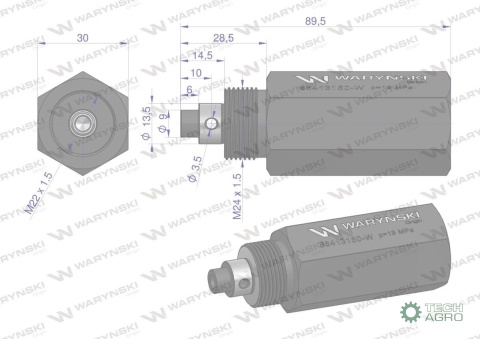 Zawór bezpieczeństwa cylindrahydraulicznego do C-385 WARYŃSKI Zawór bezpieczeństwa cylindrahydraulicznego do C-385 WARYŃSKI