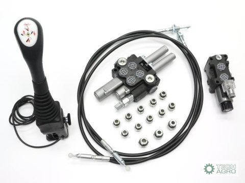 Zestaw (1 sekcja pływająca) do ŁadowaczTUR -Rozdzielacz 40L 2-sekcyjny + Elektrozawór + Joystick z przyciskiem + Elementy złączn