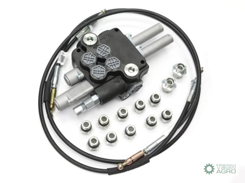 Zestaw (1 sekcja pływająca) do ŁadowaczTUR -Rozdzielacz 80L 2-sekcyjny + Elektrozawór + Joystick z przyciskiem + Elementy złączn