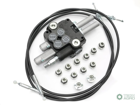 Zestaw (1 sekcja pływająca) do ŁadowaczTUR -Rozdzielacz 80L 2-sekcyjny + Elektrozawór + Joystick z przyciskiem + Elementy złączn