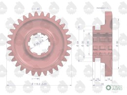 Koło zębate przesuwne napędu pompy hydraulicznej C-330 ORYGINAŁ URSUS