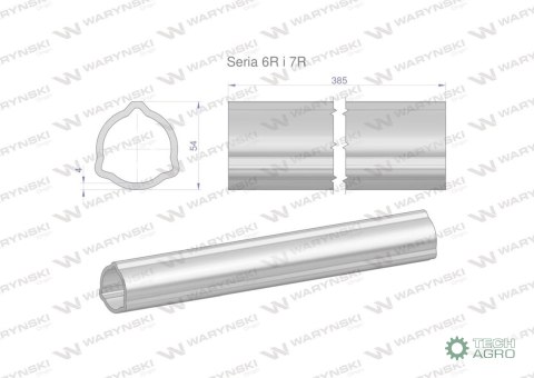 Rura zewnętrzna Seria 6R i 7R do wału 510 przegubowo-teleskopowego 54x4 mm 385 mm WARYŃSKI