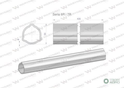 Rura zewnętrzna Seria 6R i 7R do wału 560 przegubowo-teleskopowego 54x4 mm 435 mm WARYŃSKI