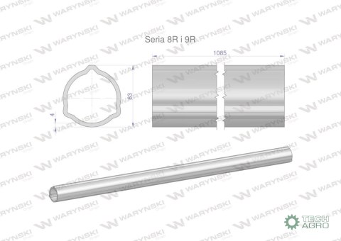 Rura zewnętrzna Seria 8R i 9R do wału 1210 przegubowo-teleskopowego 63x4 mm 1085 mm WARYŃSKI