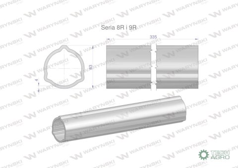 Rura zewnętrzna Seria 8R i 9R do wału 460 przegubowo-teleskopowego 63x4 mm 335 mm WARYŃSKI