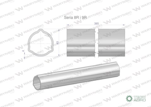 Rura zewnętrzna Seria 8R i 9R do wału 510 przegubowo-teleskopowego 63x4 mm 385 mm WARYŃSKI
