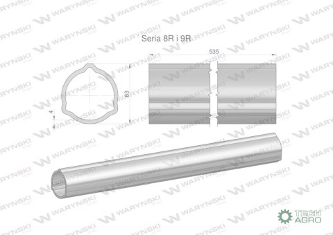 Rura zewnętrzna Seria 8R i 9R do wału 660 przegubowo-teleskopowego 63x4 mm 535 mm WARYŃSKI